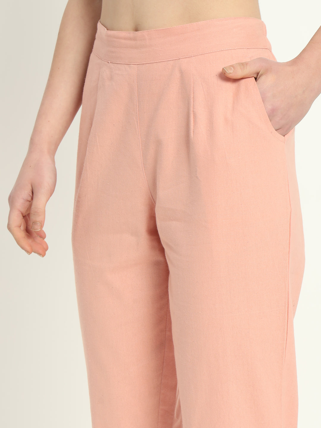 PEACH COTTON PANTS - SAFED DHAGA 