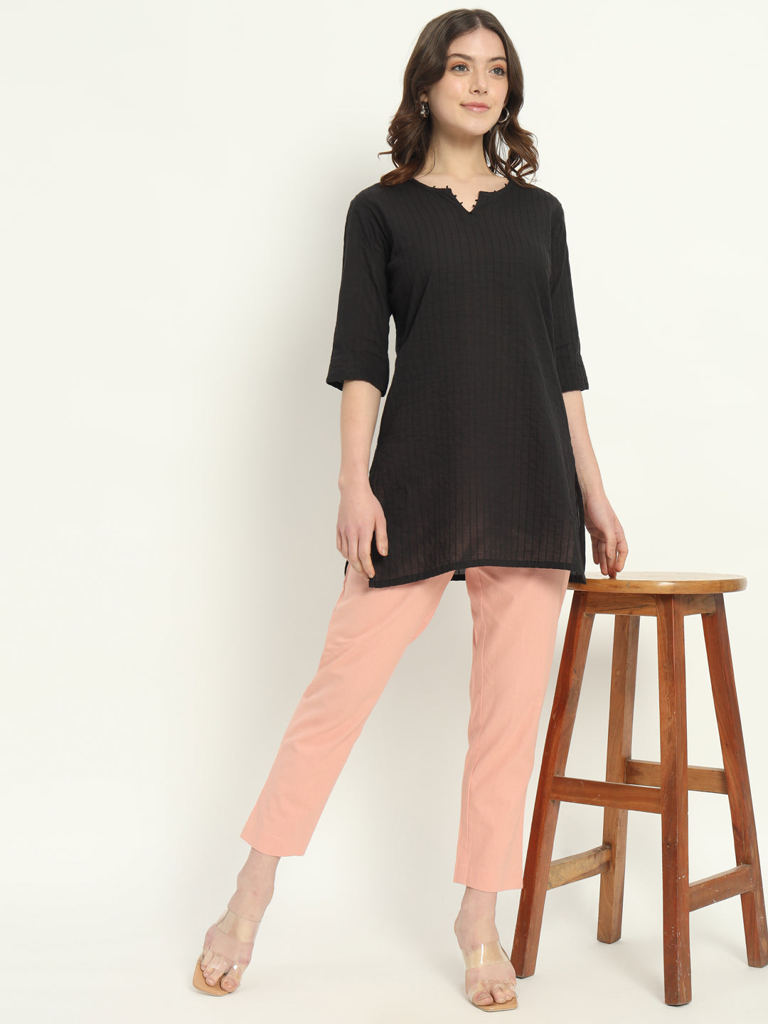 PEACH COTTON PANTS - SAFED DHAGA 