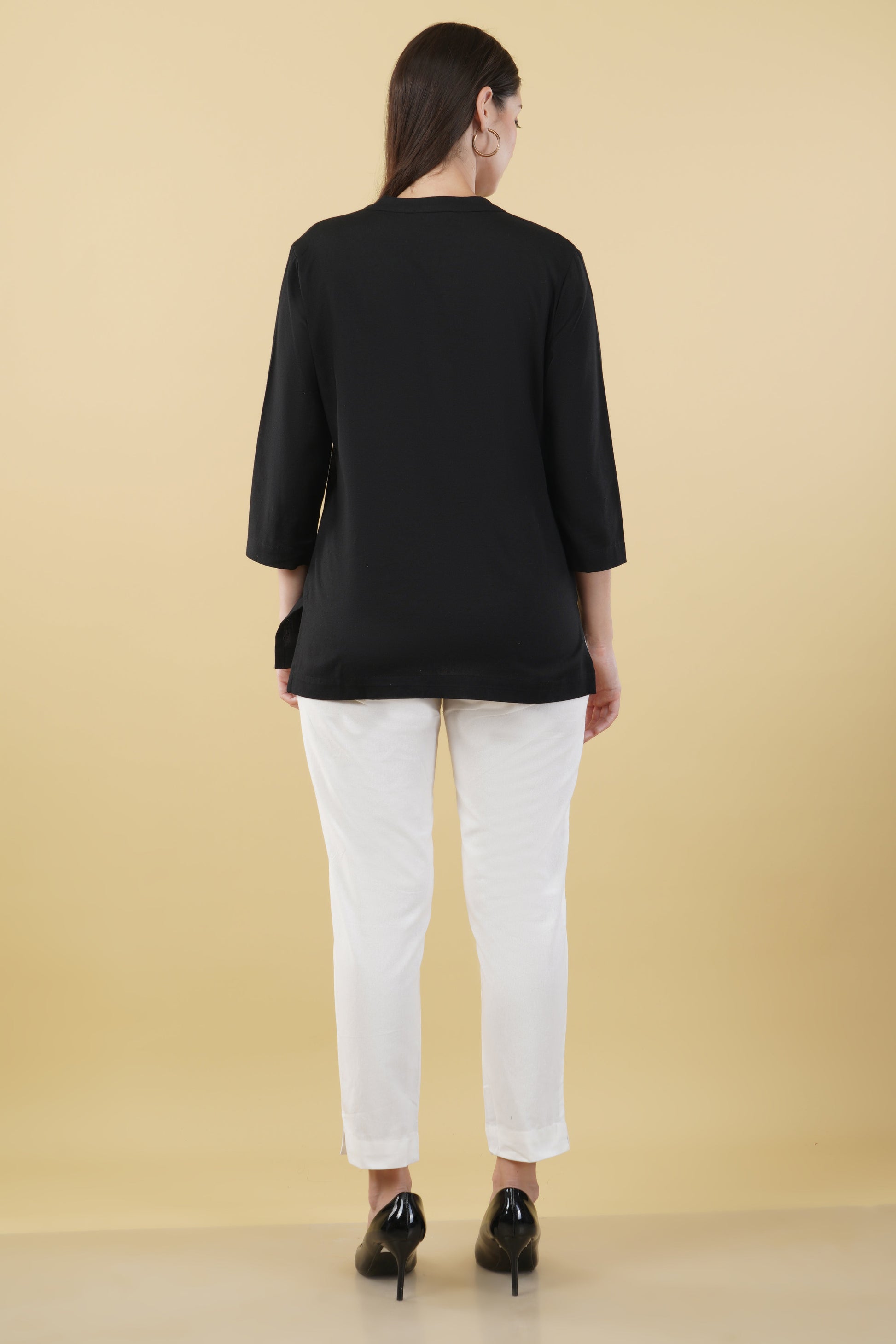 BLACK LINEN SHORT KURTA