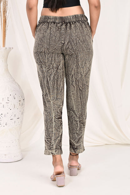 COFFEE BROWN BANDHEJ COTTON PANTS - SAFED DHAGA 
