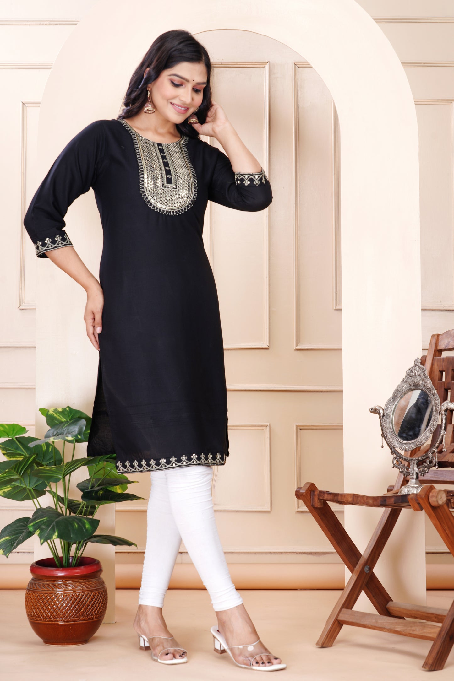 Rayon viscose embroidery kurti