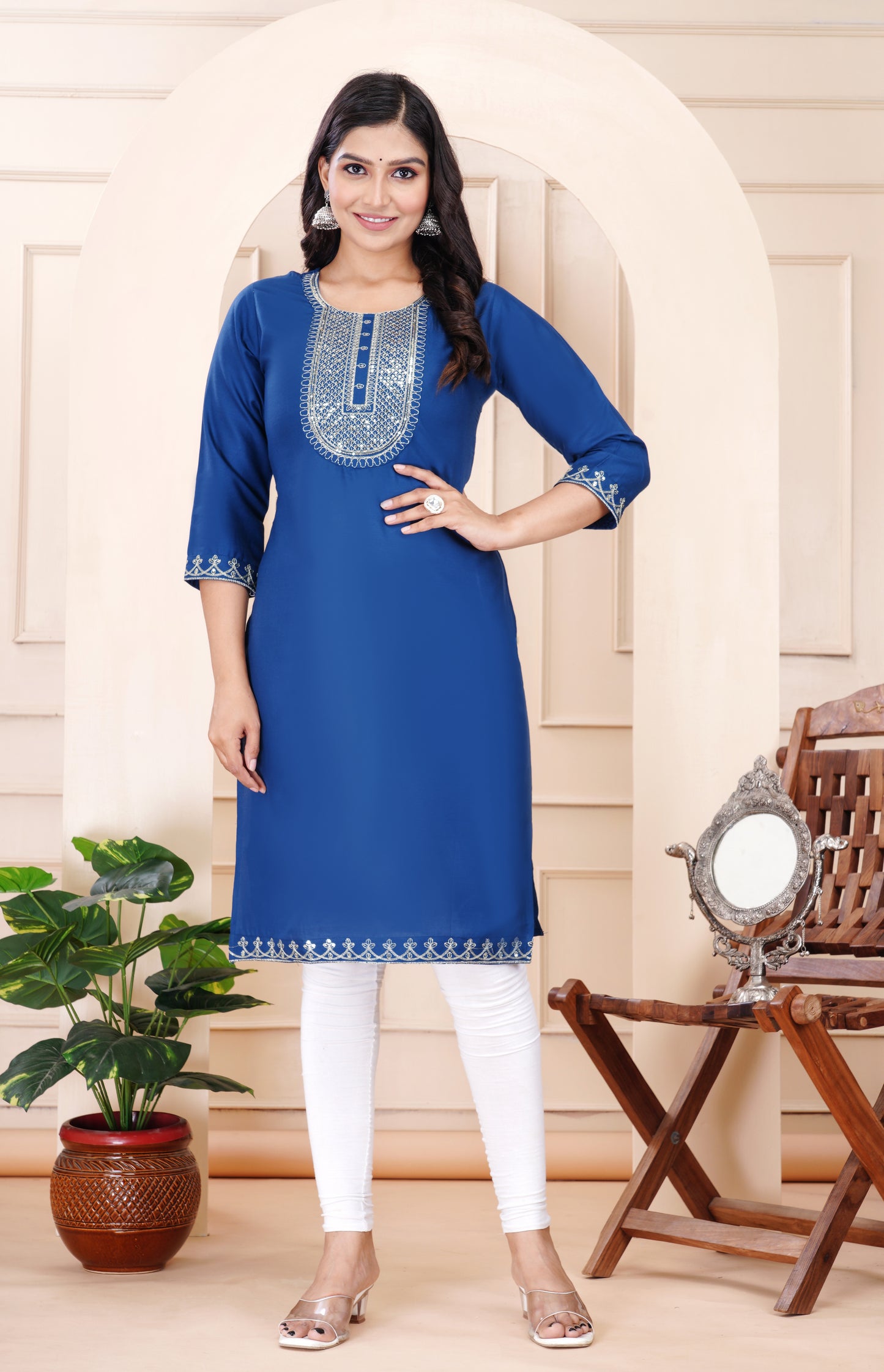 Rayon viscose embroidery kurti