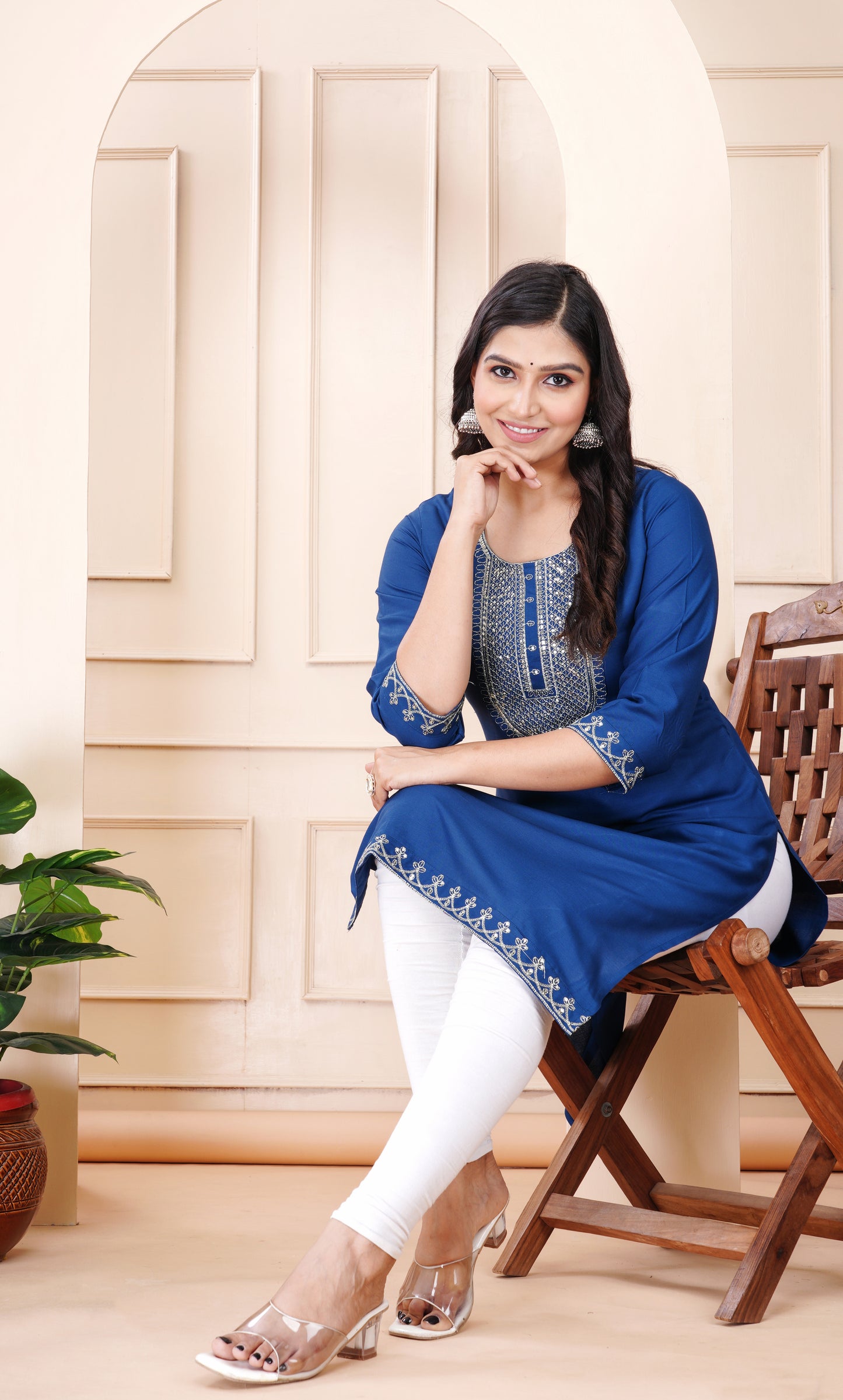 Rayon viscose embroidery kurti