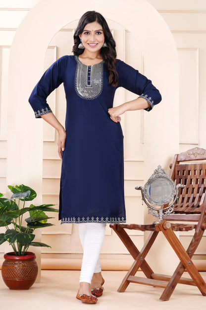 Rayon viscose embroidery kurti
