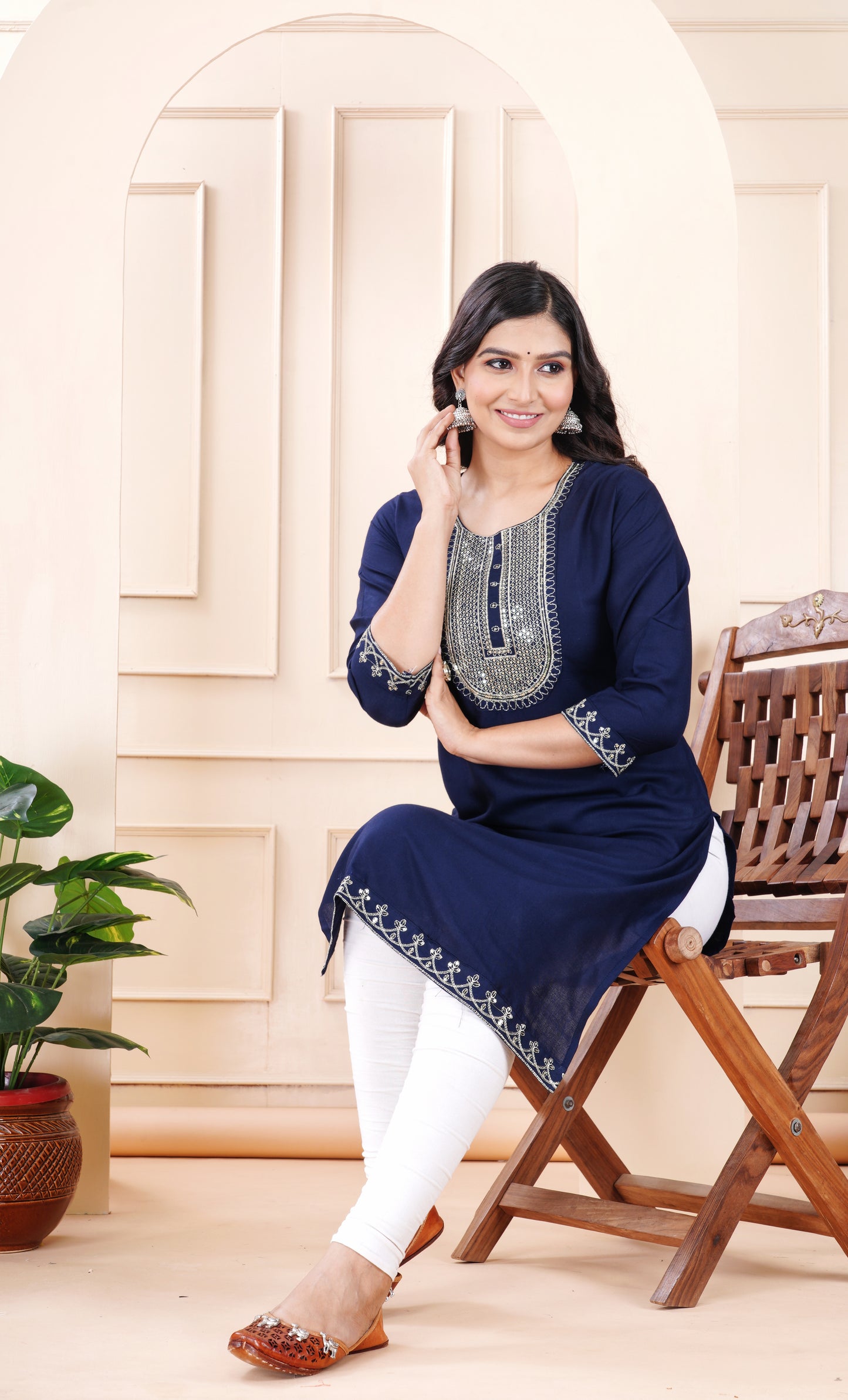 Rayon viscose embroidery kurti