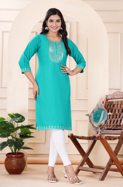 Rayon viscose embroidery kurti