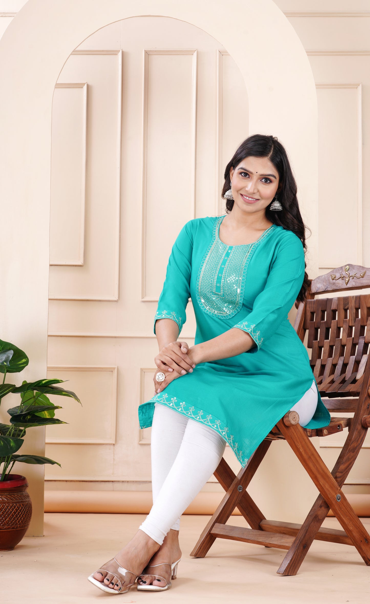 Rayon viscose embroidery kurti