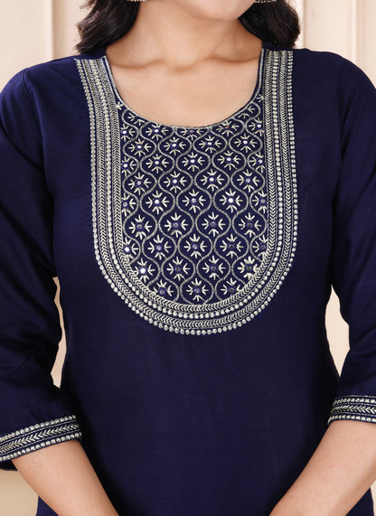 Rayon viscose embroidery kurti pant set