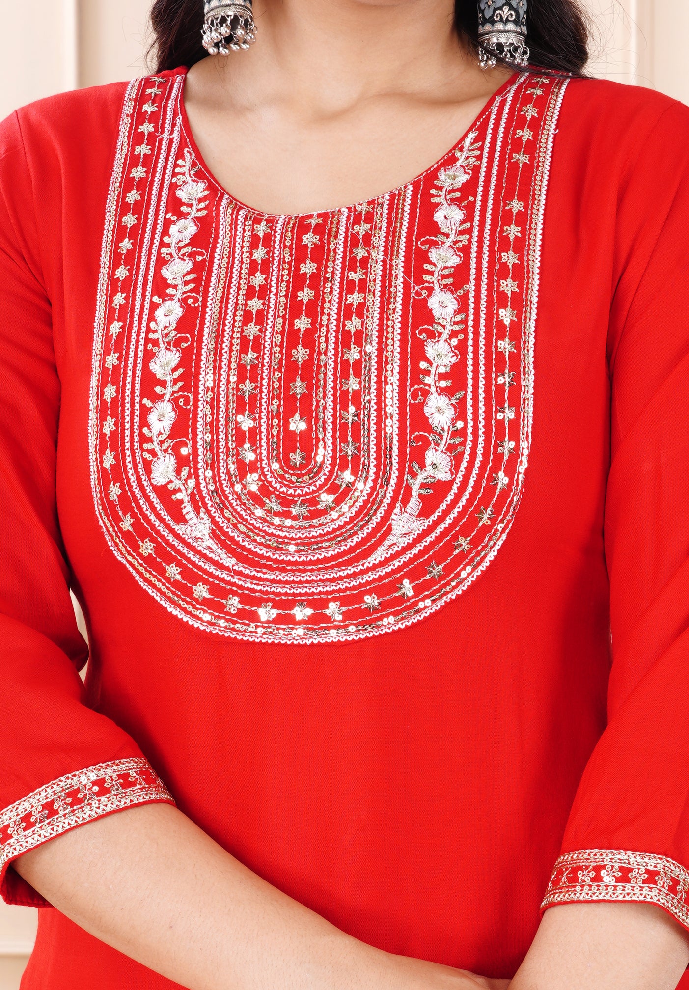 Rayon viscose embroidery kurti pant set