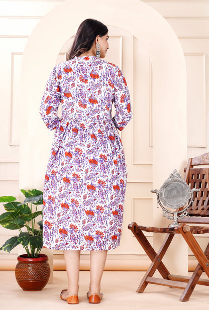 Cotton Flower Printed Gown (Ethnic Gown)
