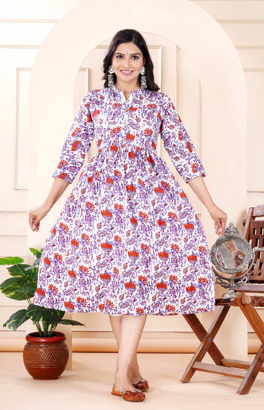 Cotton Flower Printed Gown (Ethnic Gown)