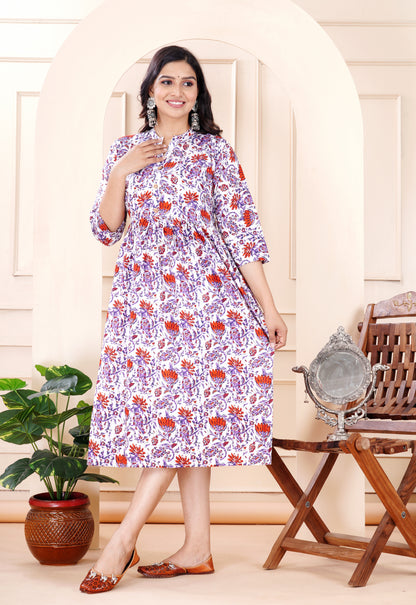 Cotton Flower Printed Gown (Ethnic Gown)