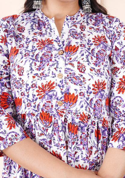 Cotton Flower Printed Gown (Ethnic Gown)