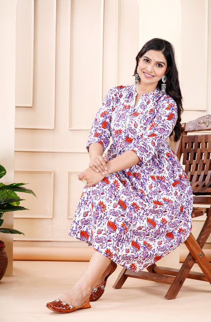 Cotton Flower Printed Gown (Ethnic Gown)