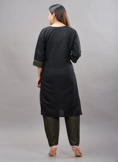 Printed Rayon Kurta pant dupatta set