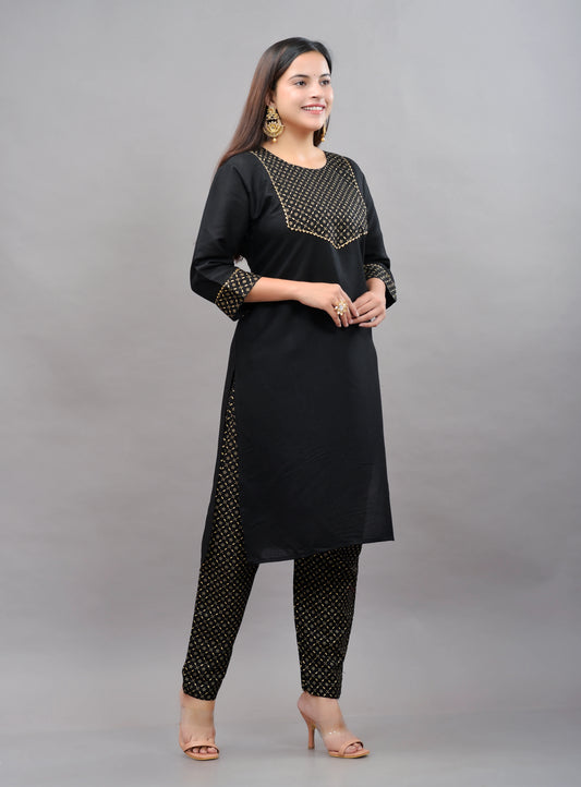 Printed Rayon Kurta pant dupatta set