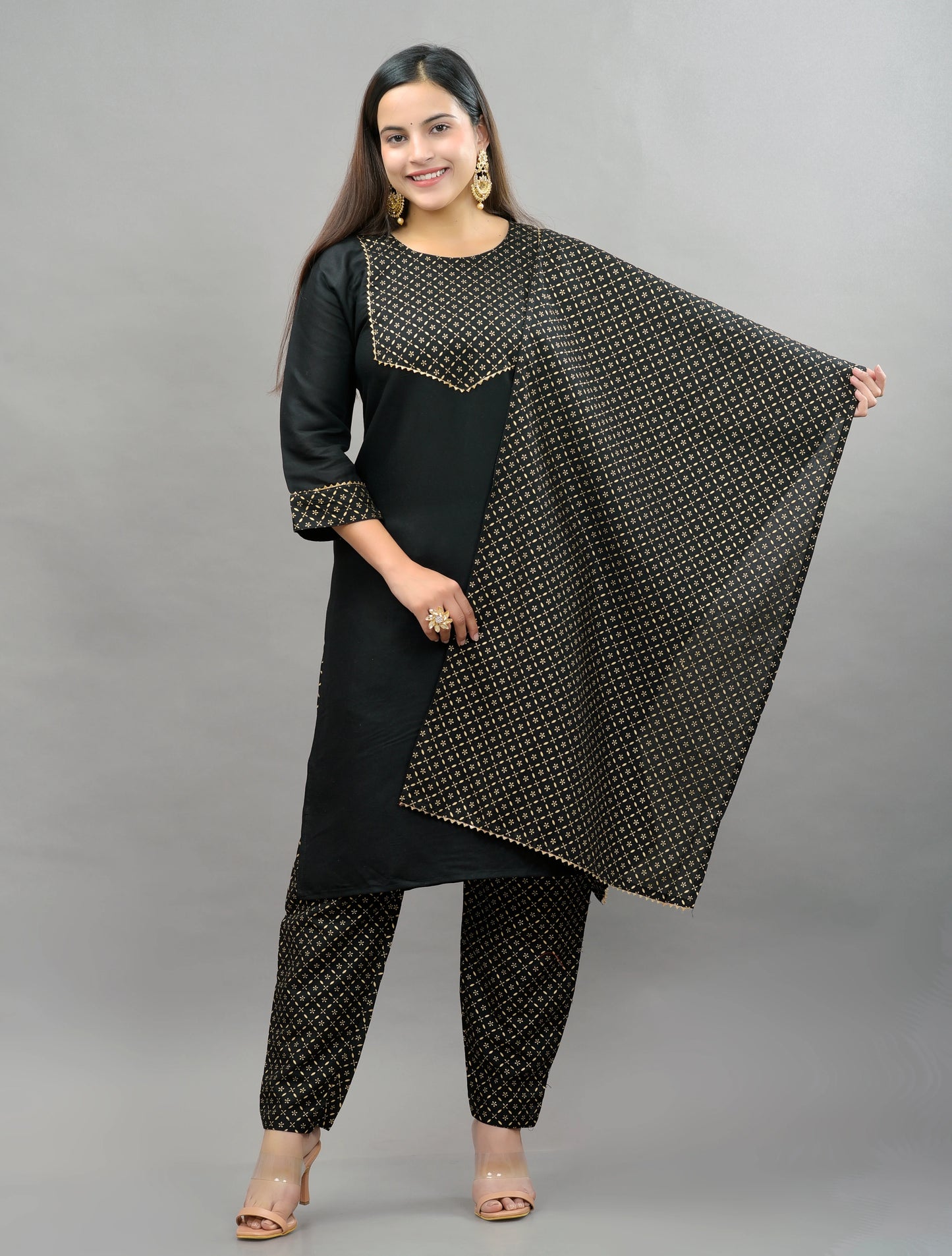 Printed Rayon Kurta pant dupatta set