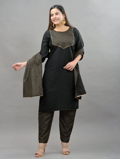 Printed Rayon Kurta pant dupatta set