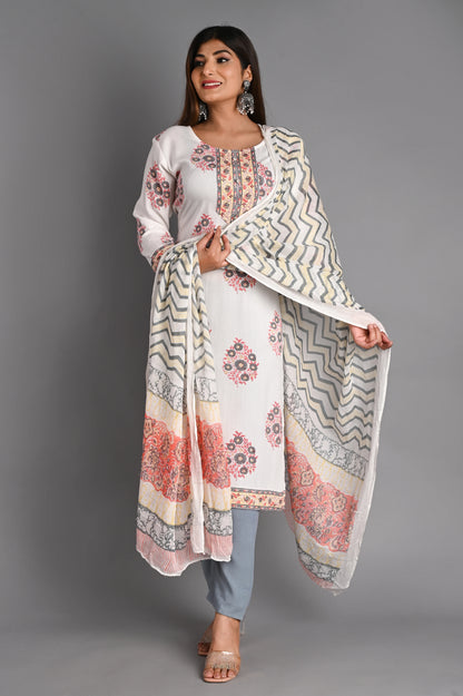 Cotton Muslin Kurta PantDupatta Set
