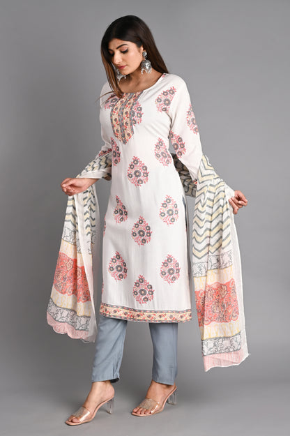 Cotton Muslin Kurta PantDupatta Set