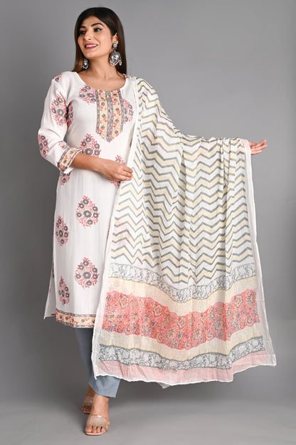 Cotton Muslin Kurta PantDupatta Set