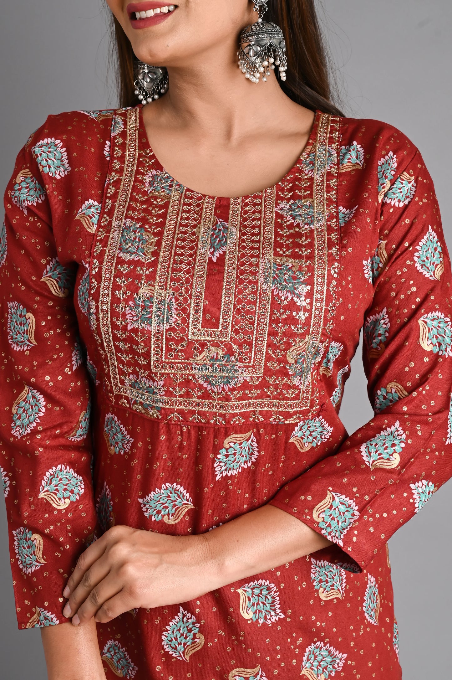 Rayon Flower Printed Kurta Pant Set