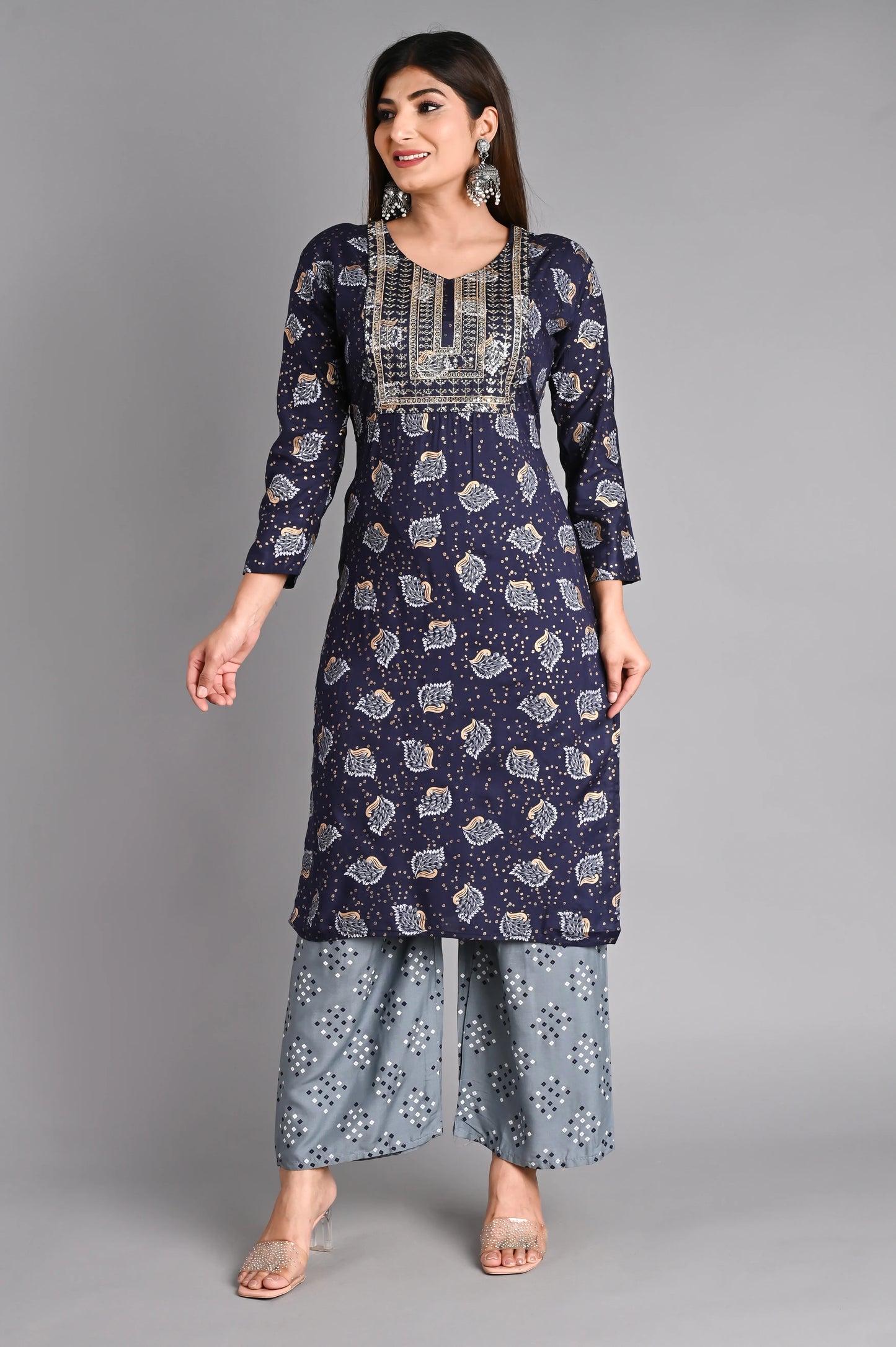 Rayon Flower Printed Kurta Pant Set
