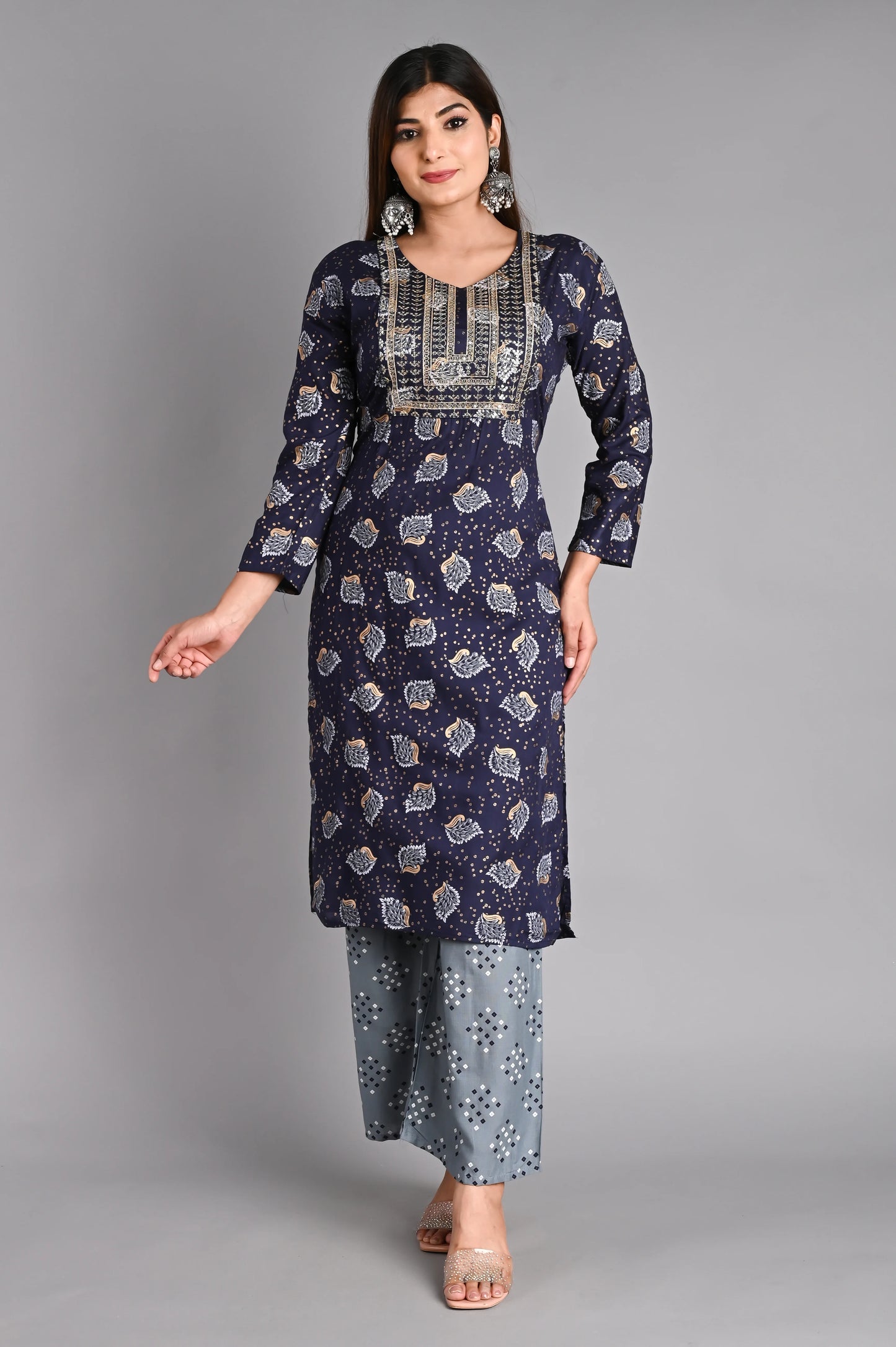 Rayon Flower Printed Kurta Pant Set