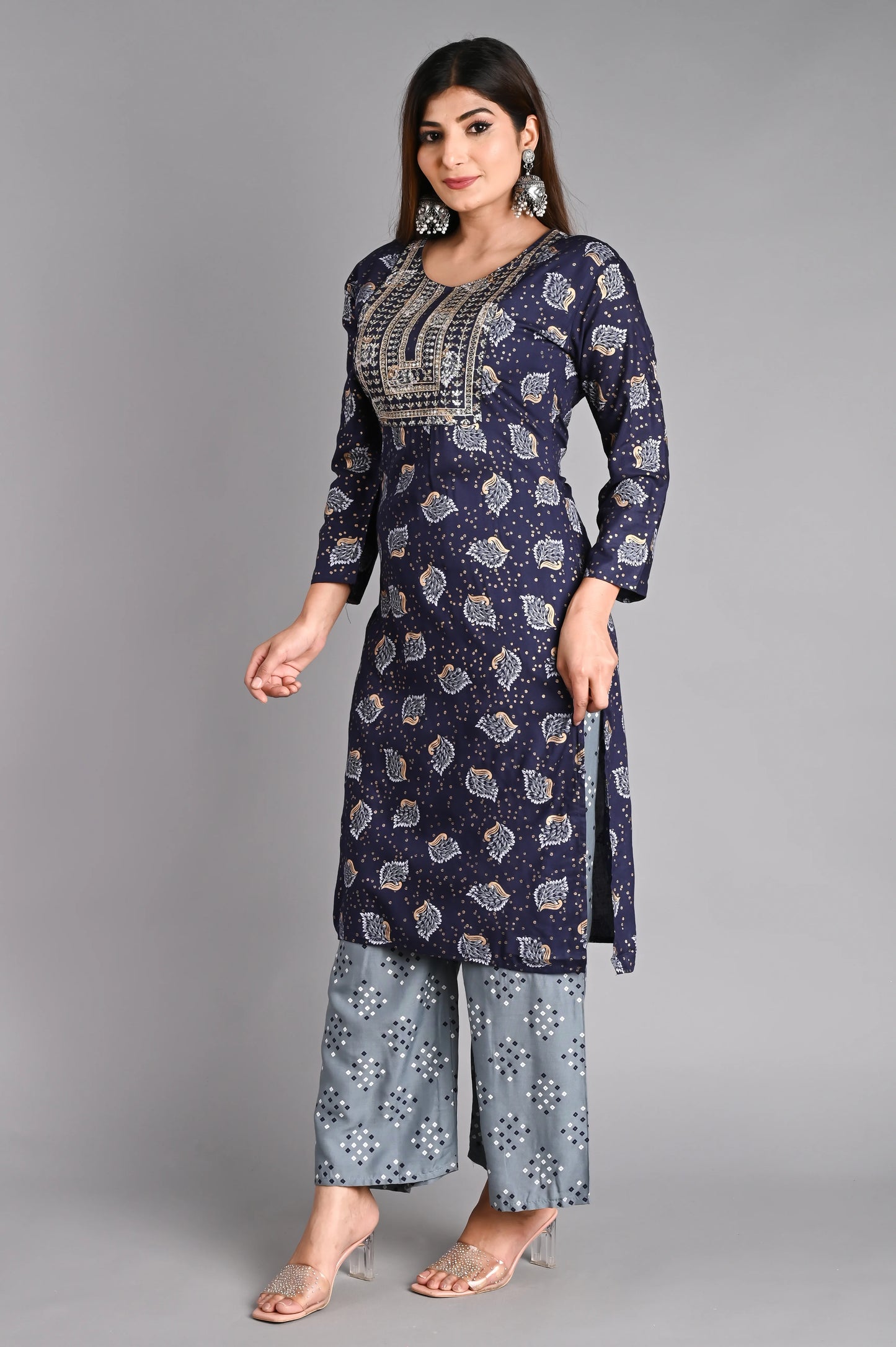 Rayon Flower Printed Kurta Pant Set