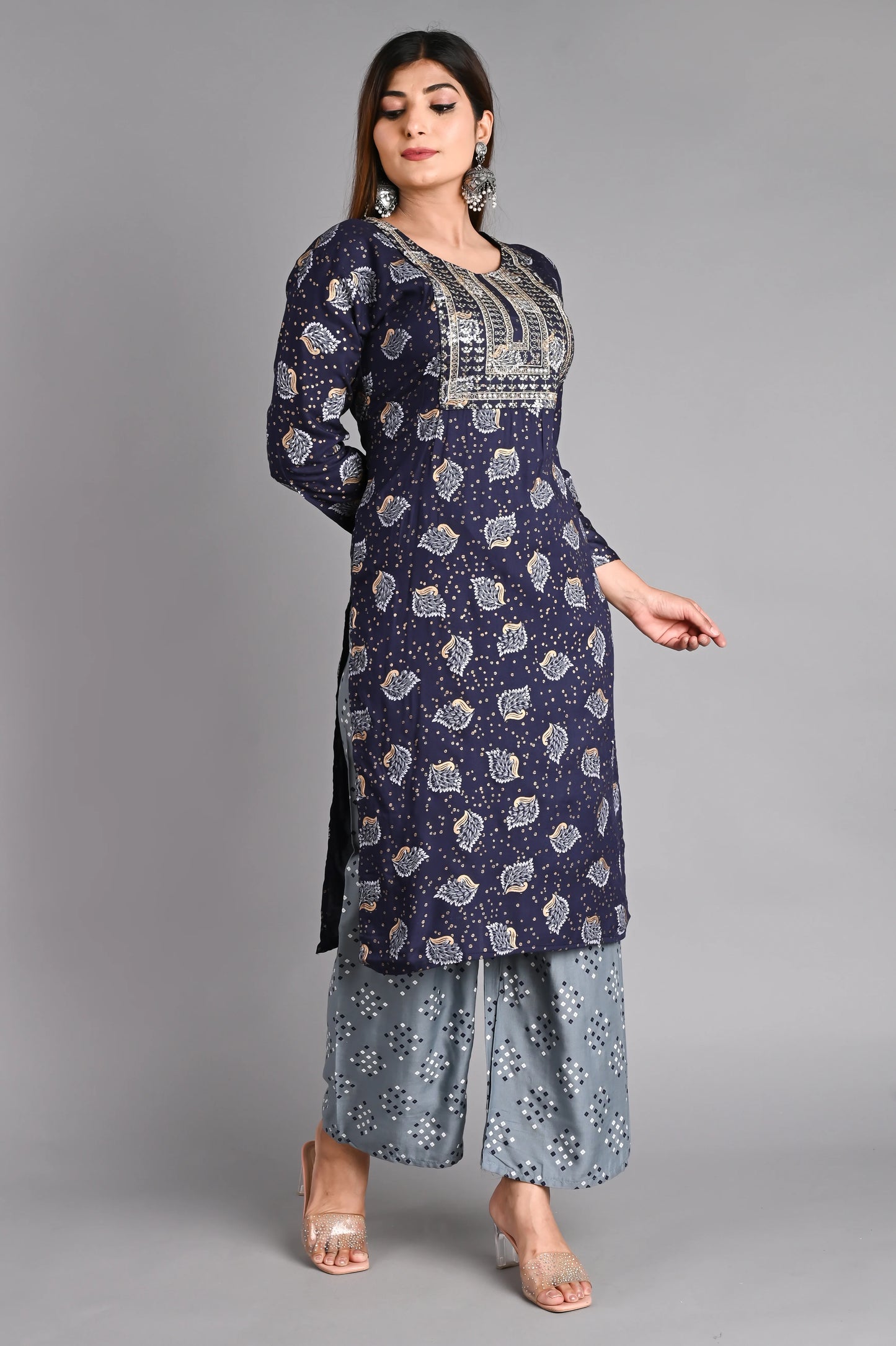 Rayon Flower Printed Kurta Pant Set