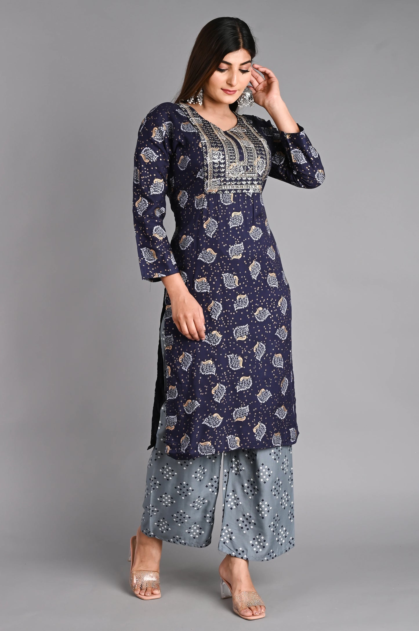 Rayon Flower Printed Kurta Pant Set