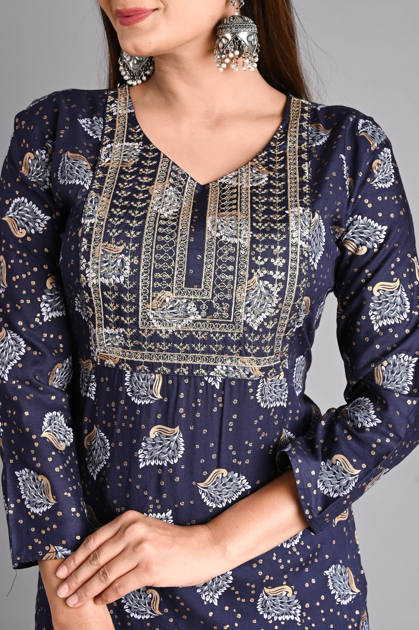 Rayon Flower Printed Kurta Pant Set
