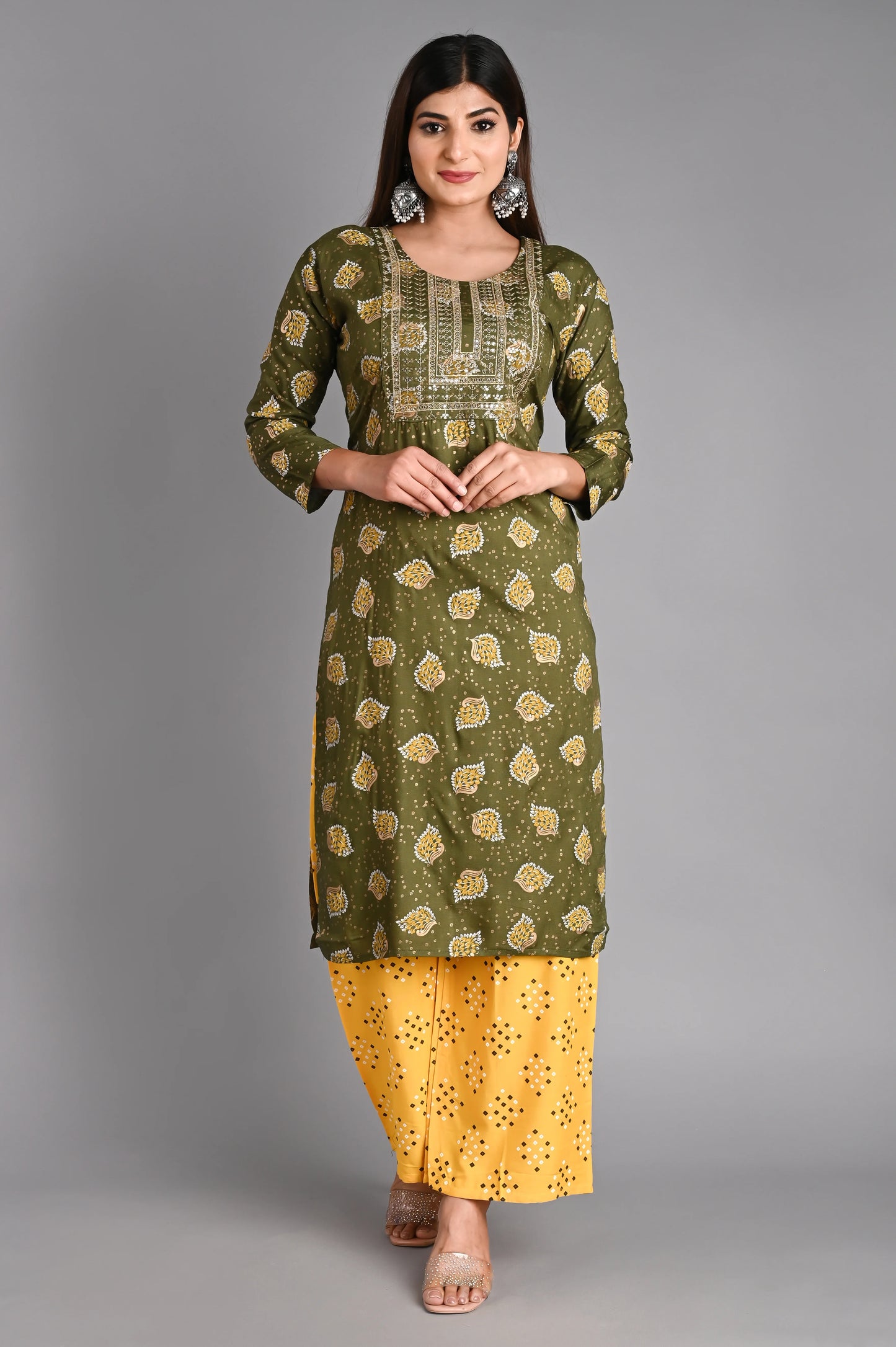 Rayon Flower Printed Kurta Pant Set