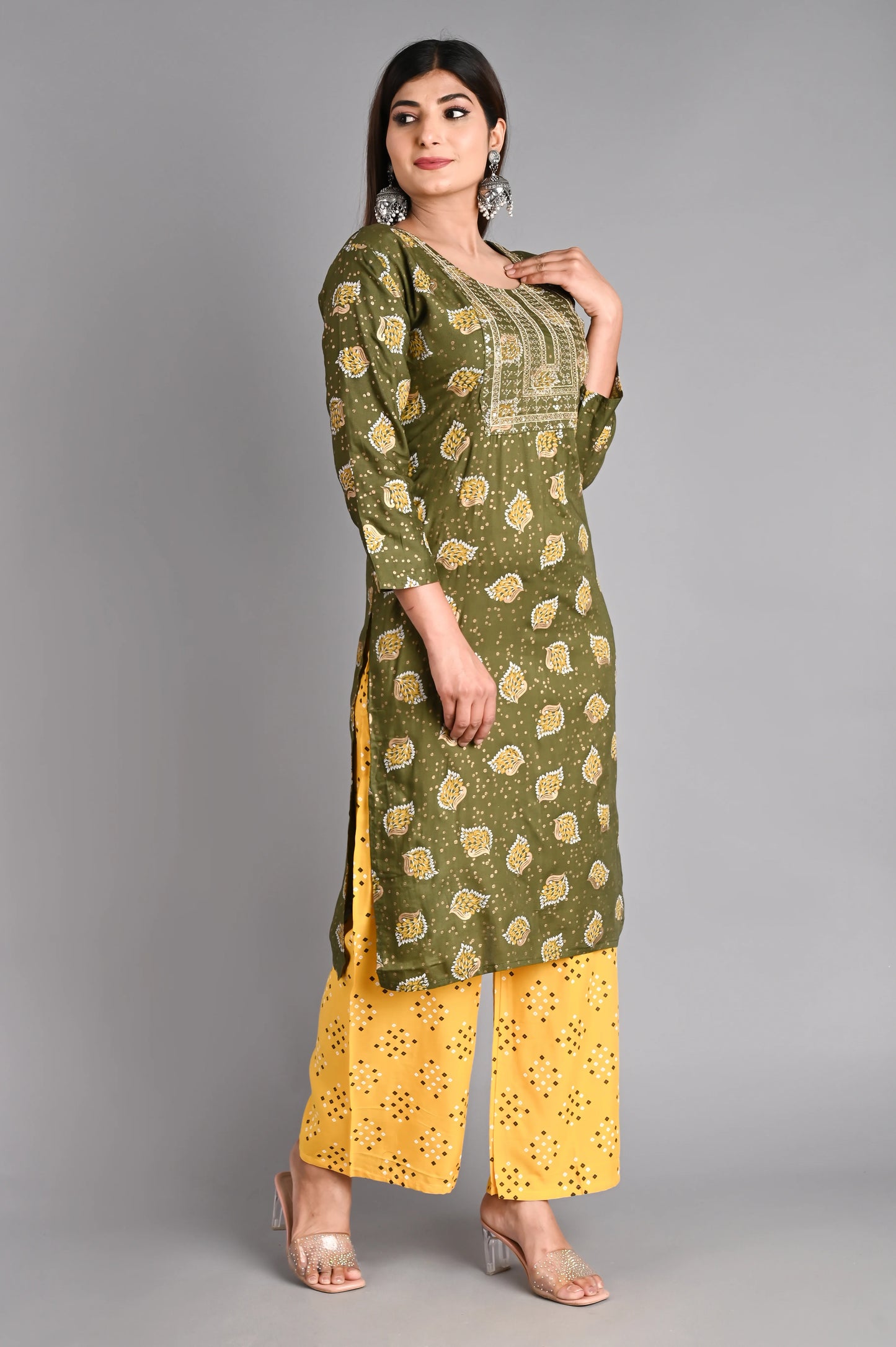 Rayon Flower Printed Kurta Pant Set