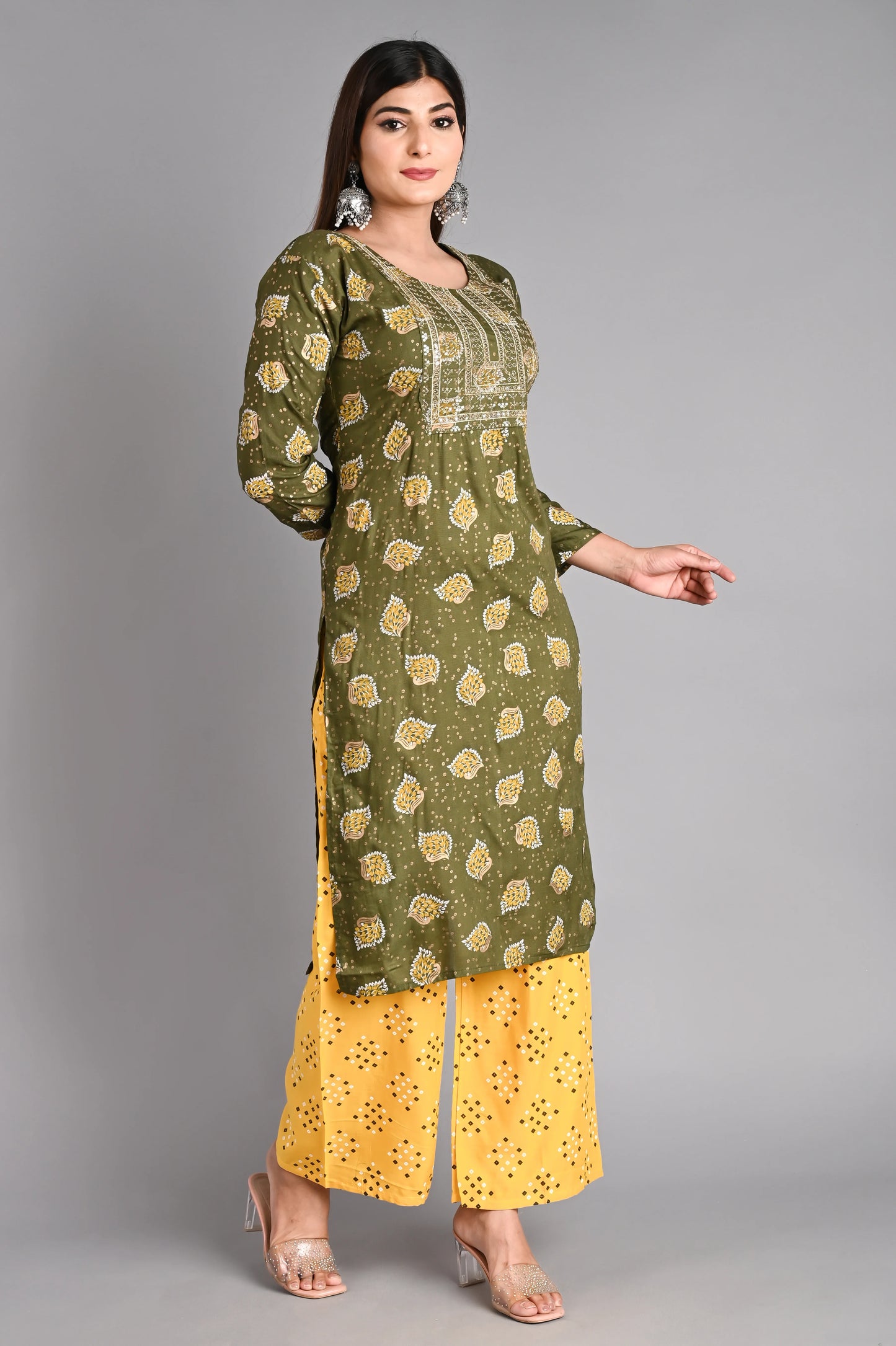 Rayon Flower Printed Kurta Pant Set