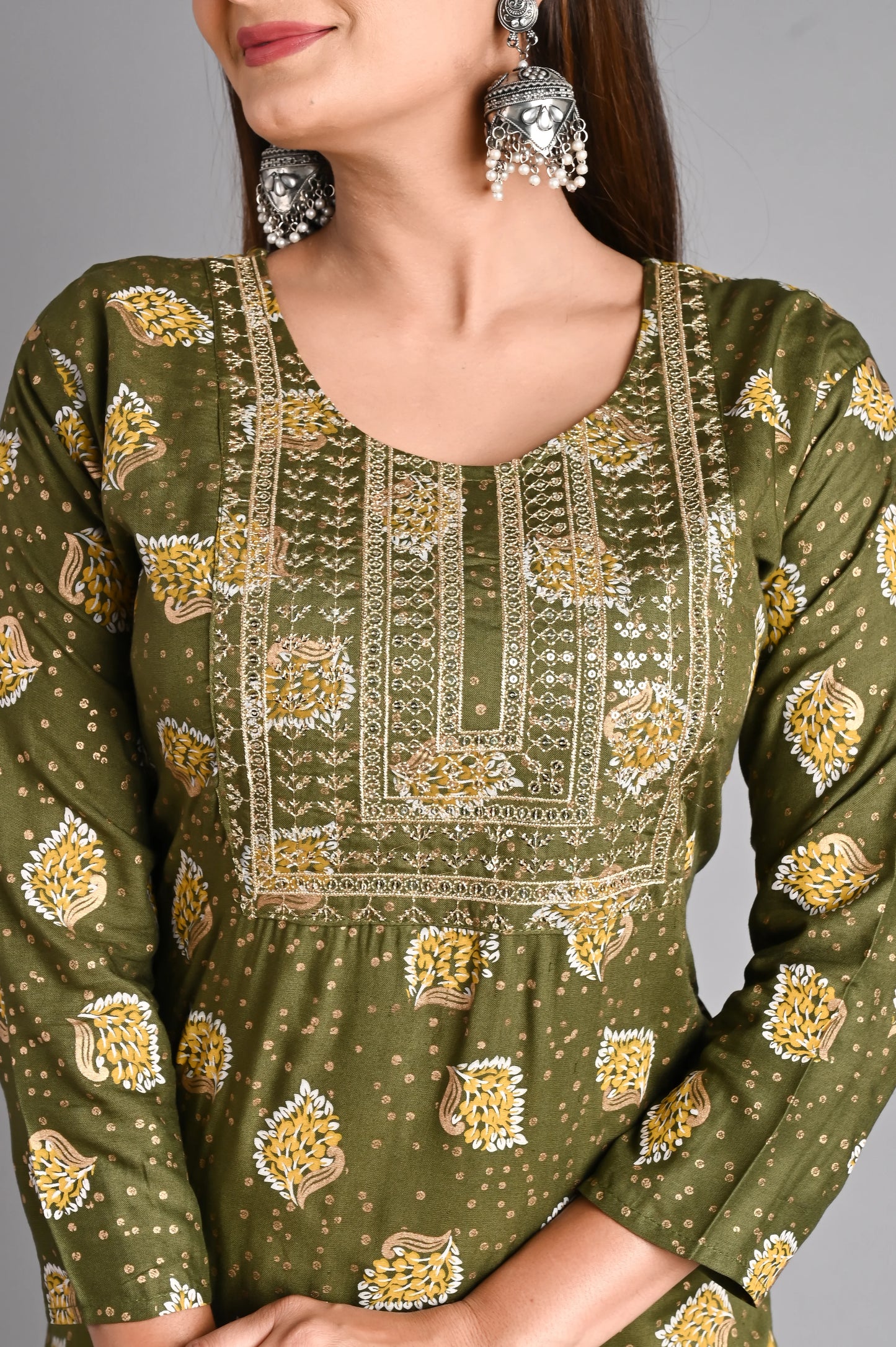 Rayon Flower Printed Kurta Pant Set