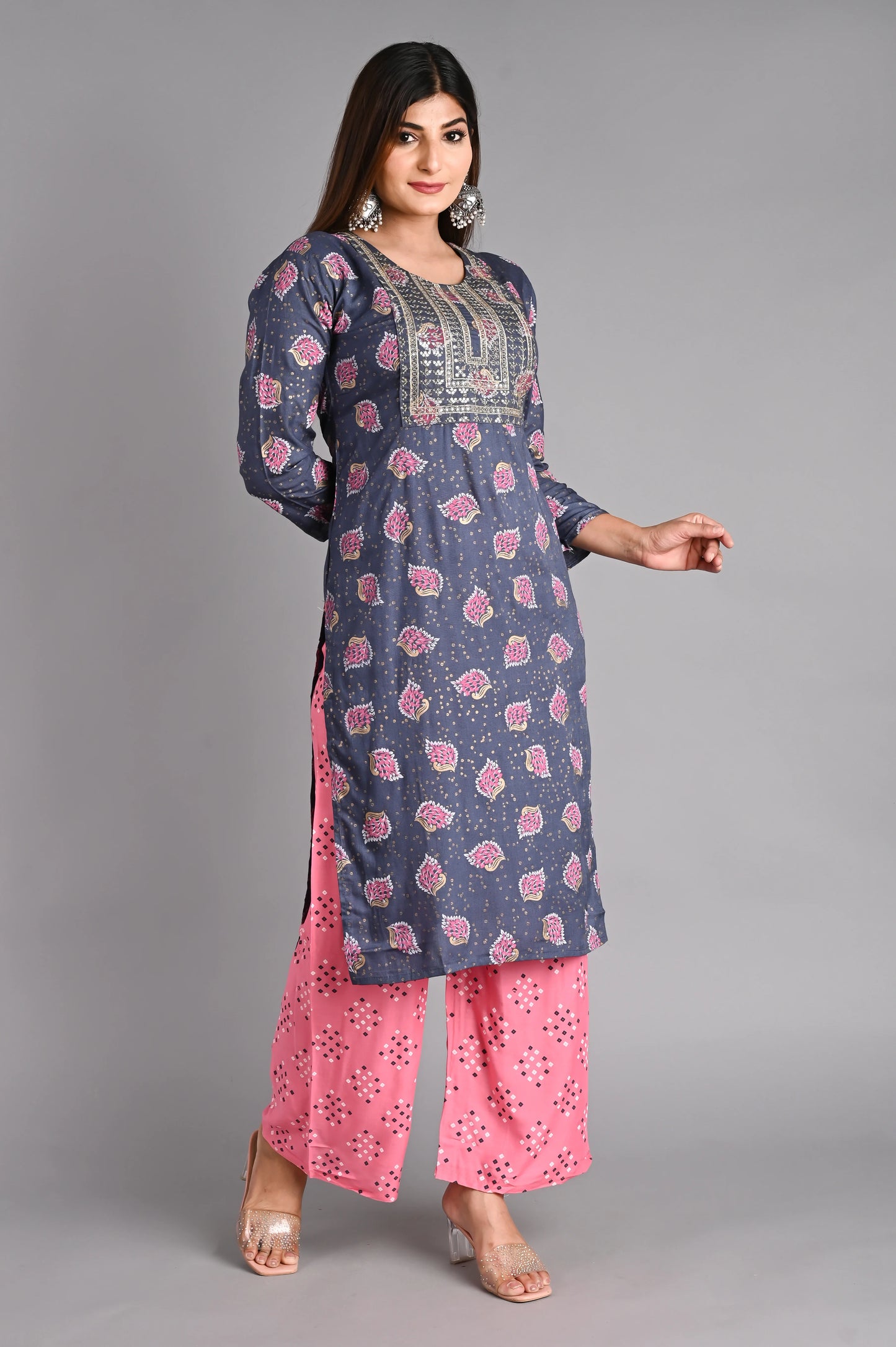 Rayon Flower Printed Kurta Pant Set