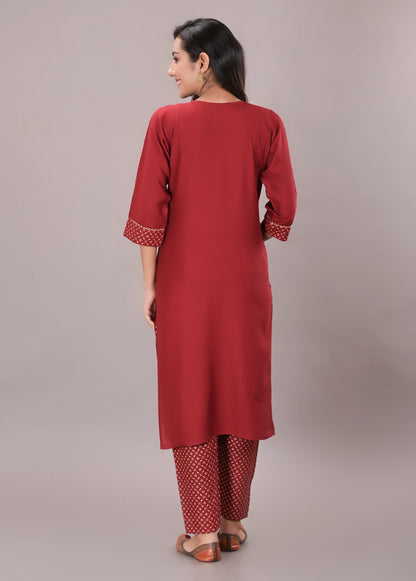 Printed Rayon Kurta pant dupatta set