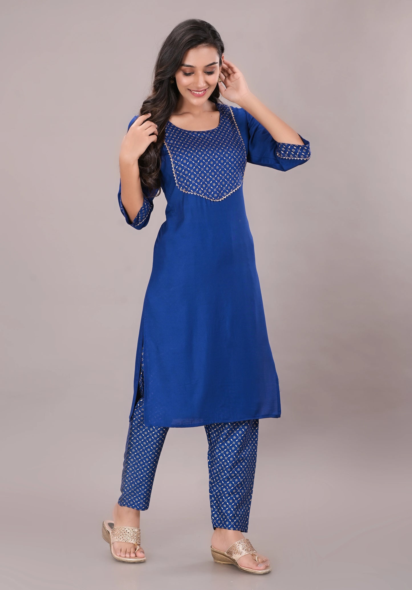 Printed Rayon Kurta pant dupatta set