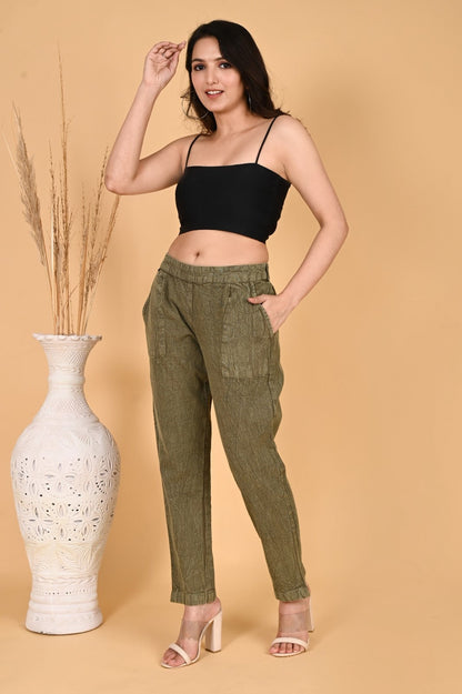 WOOD YELLOW DENIM COTTON PANTS - SAFED DHAGA 