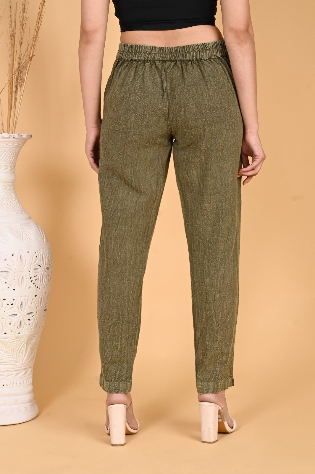 MAROON DENIM COTTON PANTS - SAFED DHAGA 