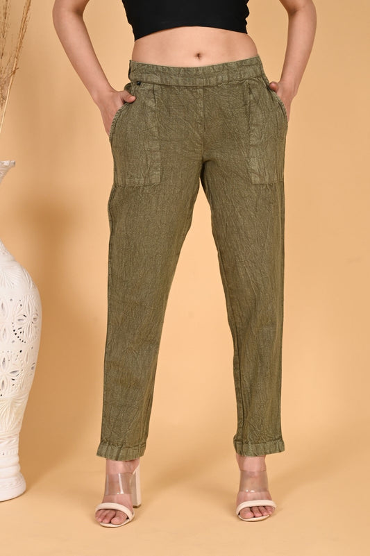 ARMY GREEN DENIM COTTON PANTS
