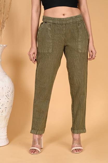 GREY DENIM COTTON PANTS - SAFED DHAGA 