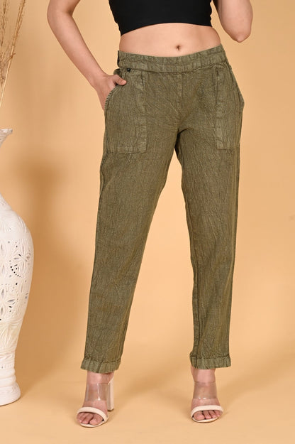 MAROON DENIM COTTON PANTS - SAFED DHAGA 