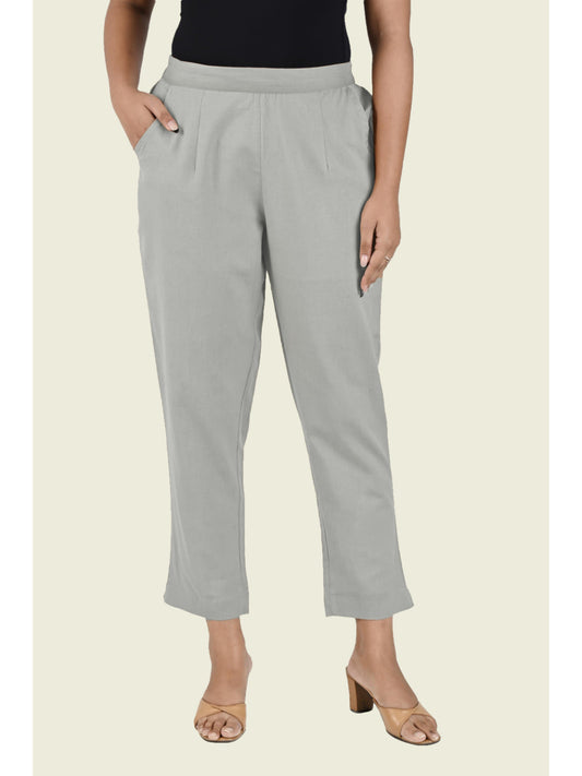 GREY COTTON PANTS - SAFED DHAGA 