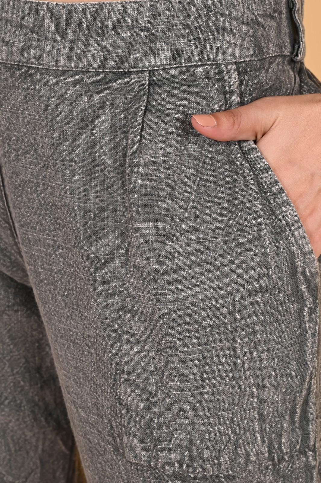 GREY DENIM COTTON PANTS - SAFED DHAGA 