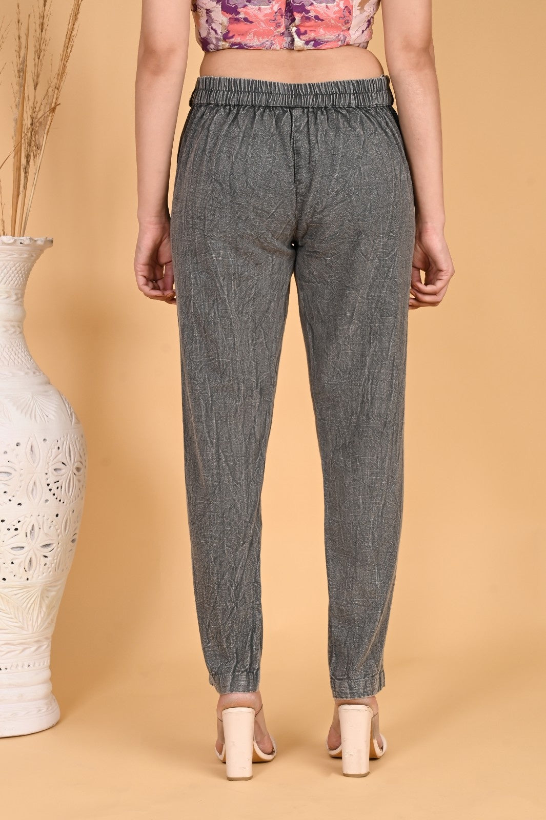 GREEN DENIM COTTON PANTS