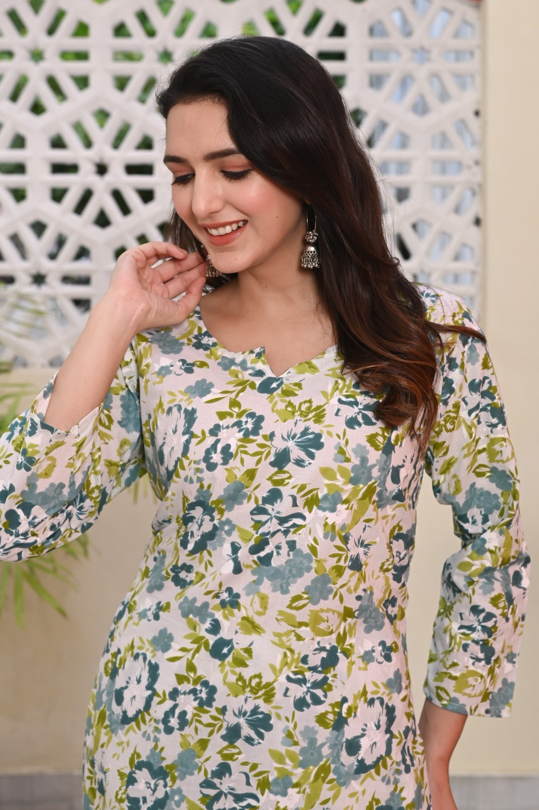 FLORAL PRINTED COTTON KURTA PANT SET