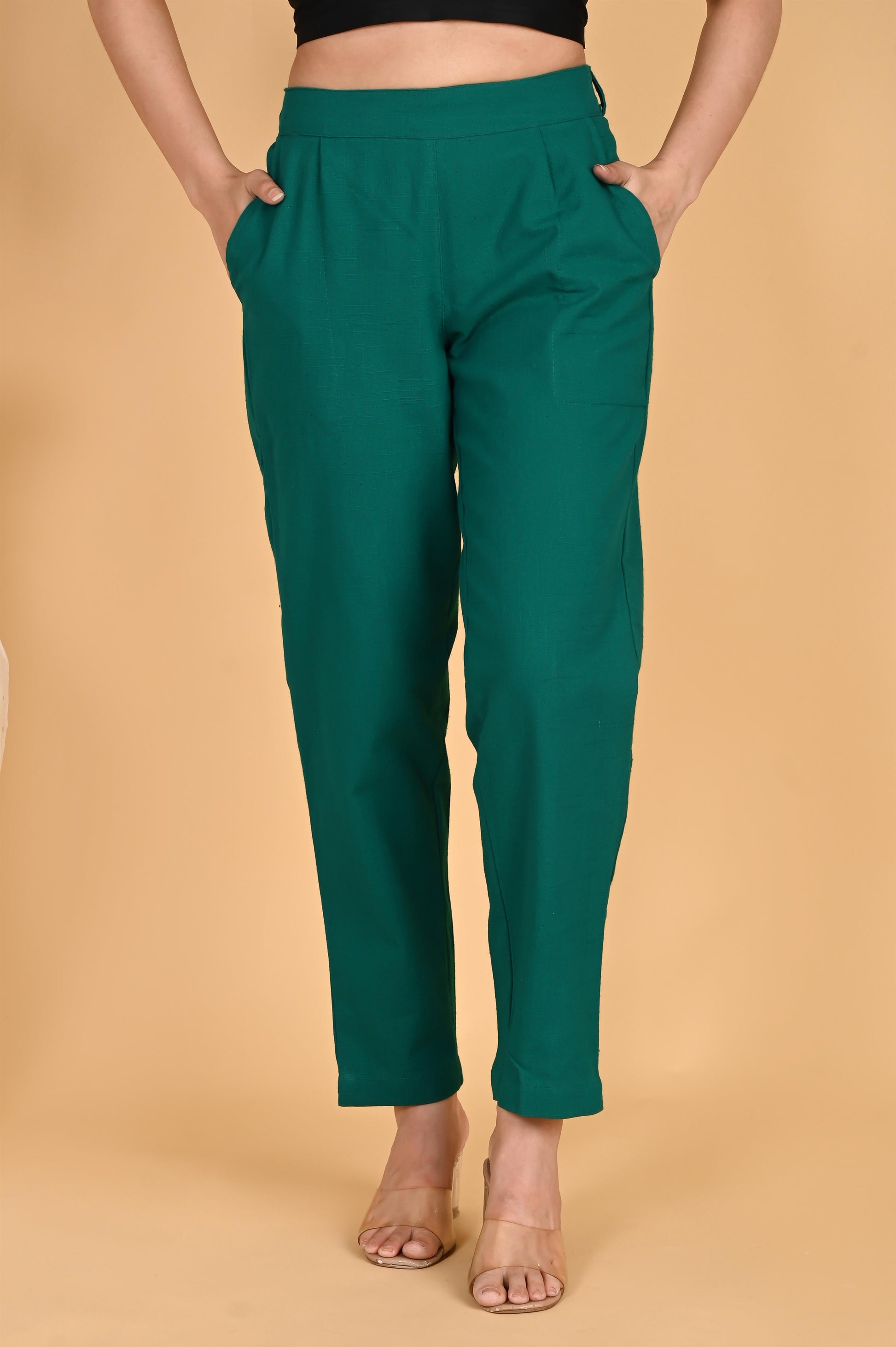 RAMA GREEN CLASSIC COTTON PANTS - SAFED DHAGA 