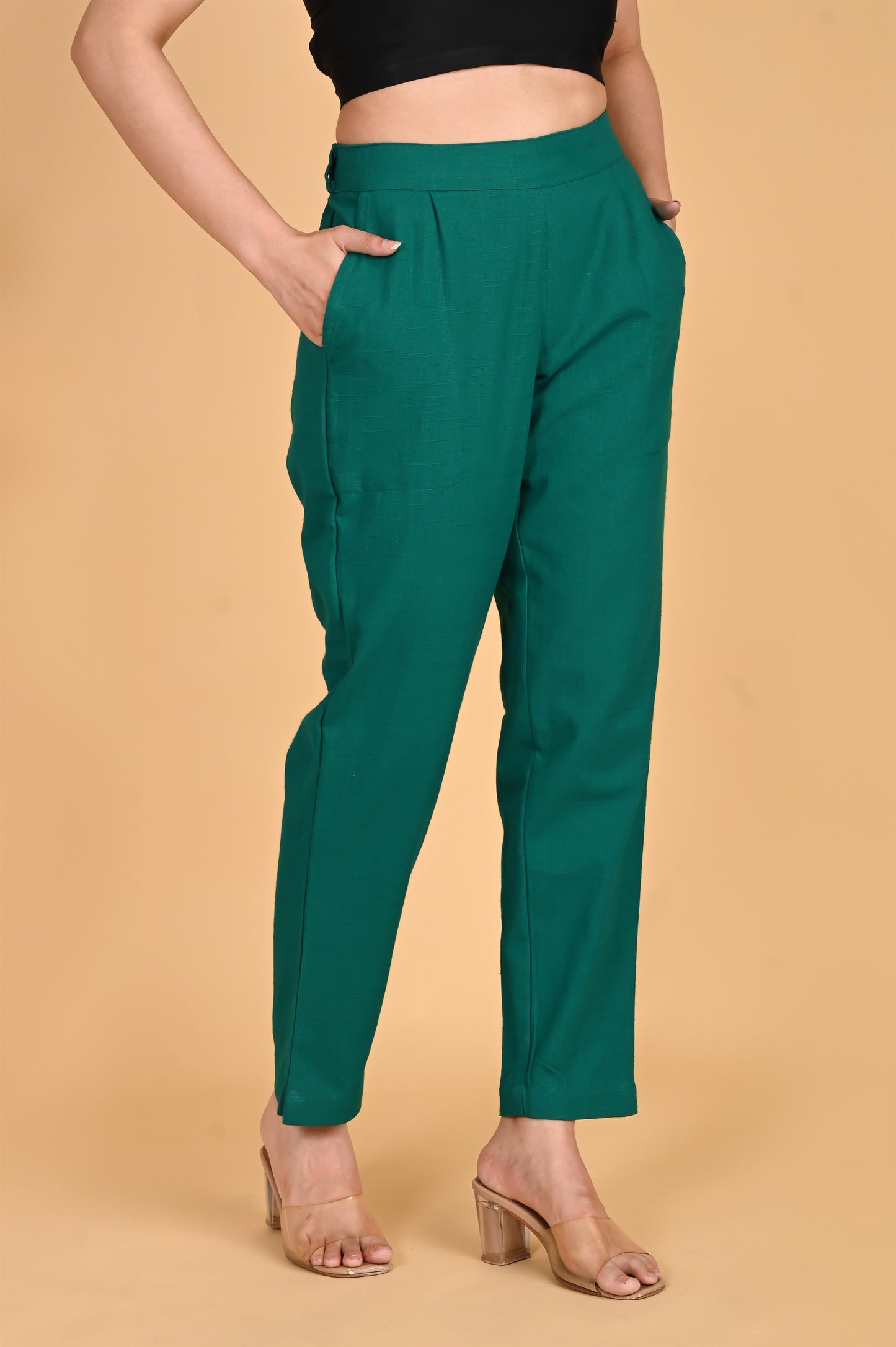 RAMA GREEN CLASSIC COTTON PANTS - SAFED DHAGA 